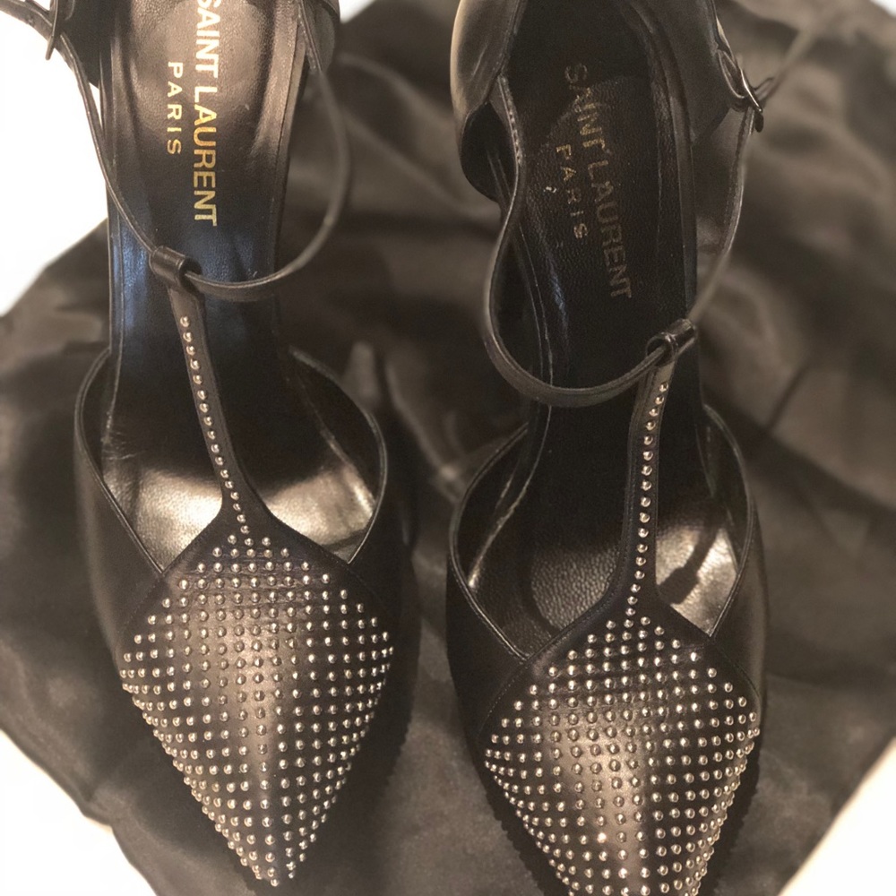 YSL studded platforms.